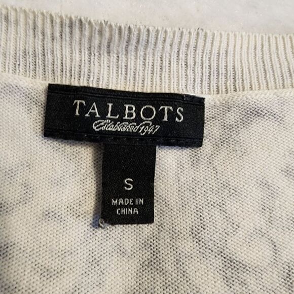 Talbots Womens 3/4 Sleeve Scoop Neck Black and White Floral Print Sweater Size S - Picture 8 of 8